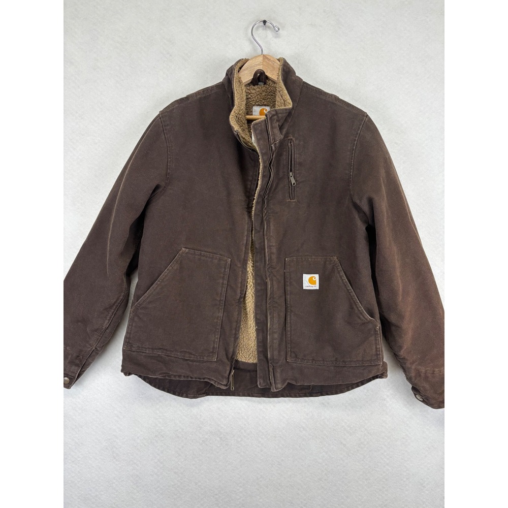 Carhartt WJ022 Women's M Canyon Sherpa Lined Duck Jacket Dark Brown Dated 2012